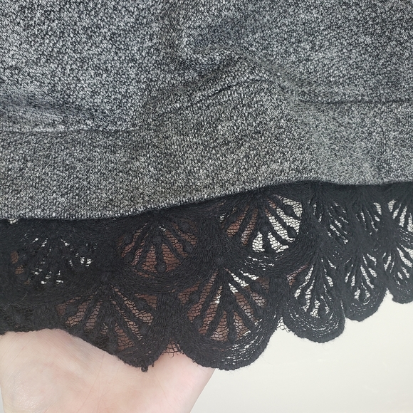 Anthropologie Dolan Fiona Dark Grey Black Lace Hem Tunic Dress Small - Picture 3 of 8